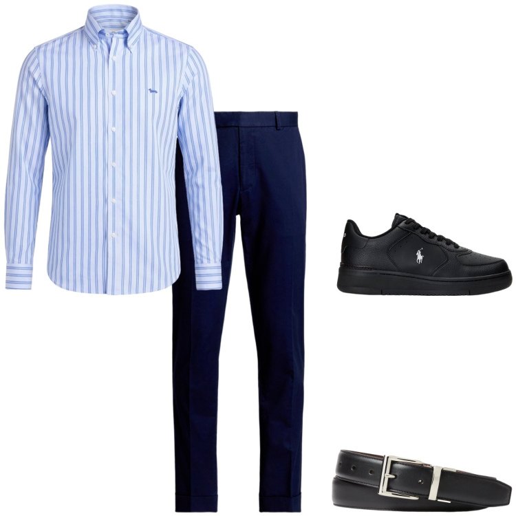 Outfit uomo - Total look #2444666. Stile Business/Elegante per Serata speciale. Abbinamento con camicie, sneakers, pantaloni chino, cinture.
