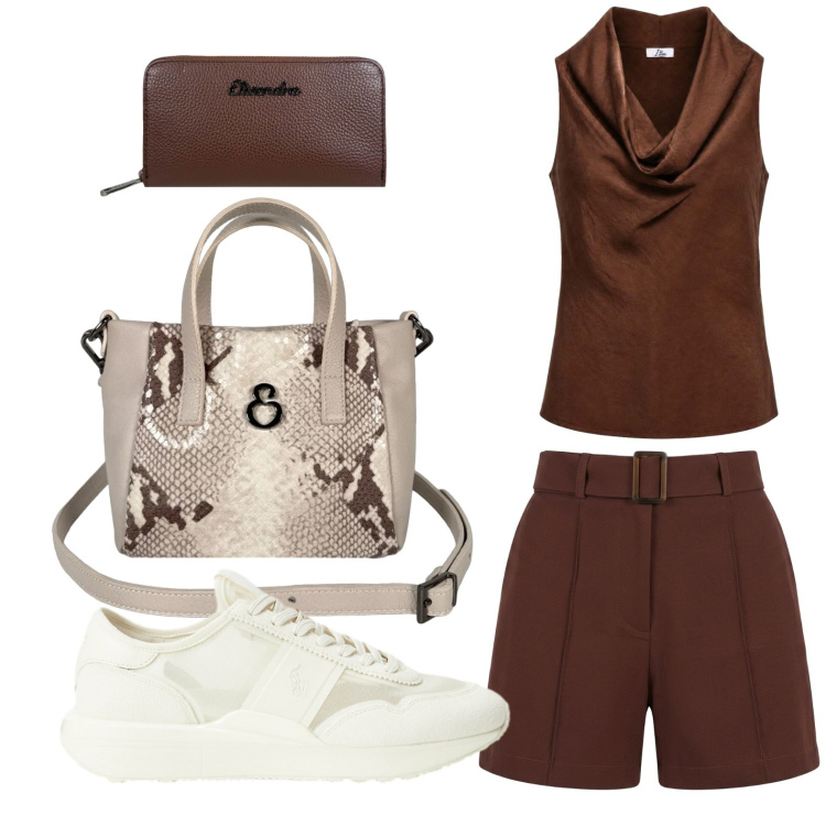 Outfit donna - Total look #2444698. Stile Basic per Tutti i giorni. Abbinamento con canottiere, shorts, sneakers, borse a mano, portafogli.
