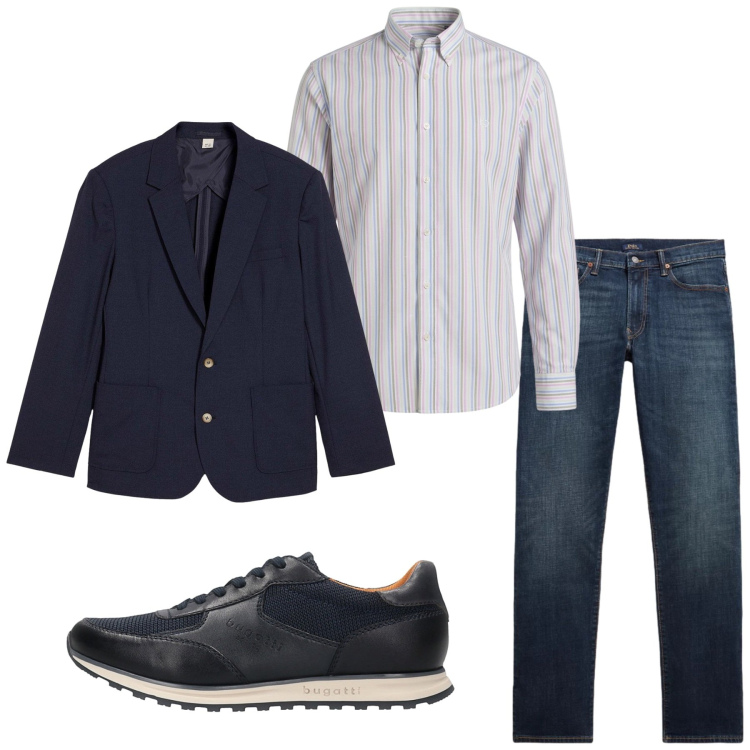 Outfit uomo - Total look #2444729. Stile Business/Elegante per Ufficio. Abbinamento con giacche, camicie, jeans, sneakers.