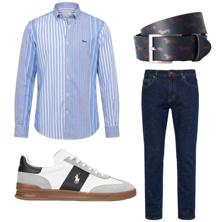 Outfit uomo - Total look #2444753. Stile Business/Elegante per Ufficio. Abbinamento con jeans, cinture, camicie, sneakers.
