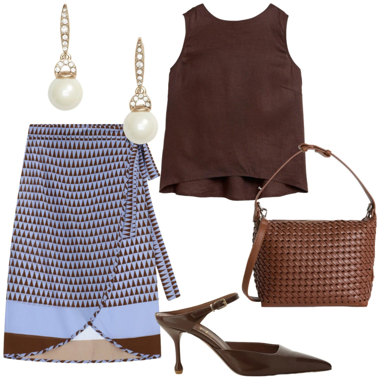 Outfit donna - Total look #2444762. Stile Glamour per Serata fuori. Abbinamento con canottiere, borse a spalla, décolleté, gonne longuette, orecchini.