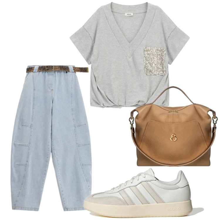 Outfit donna - Total look #2444840. Stile Casual per Tutti i giorni. Abbinamento con jeans, t-shirt, borse a mano, sneakers.