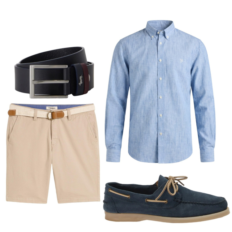 Outfit uomo - Total look #2445032. Stile Casual per Serata speciale. Abbinamento con bermuda, scarpe stringate, camicie, cinture.