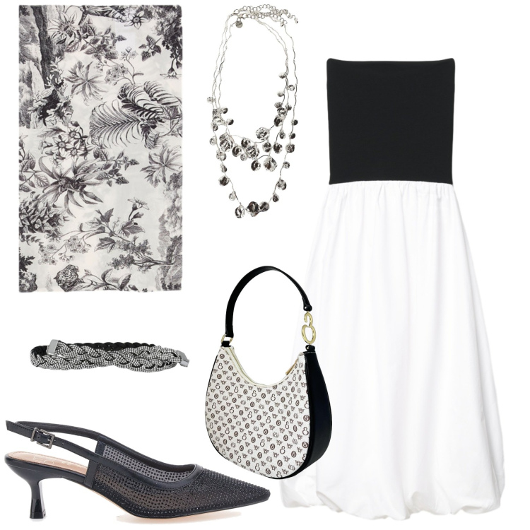 Outfit donna - Total look #2445082. Stile Chic per Serata fuori. Abbinamento con vestiti midi/longuette, cinture, collane, foulard, borse a spalla, décolleté.