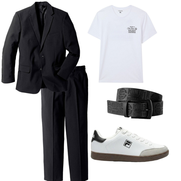 Outfit uomo - Cerimonia ufficio serata. Stile Trendy per Cerimonia. Abbinamento con giacche, cinture, sneakers, t-shirt.
