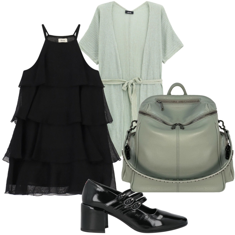 Outfit donna - Volant black. Stile Casual per Serata fuori. Abbinamento con décolleté, cardigans, vestiti corti, zaini.