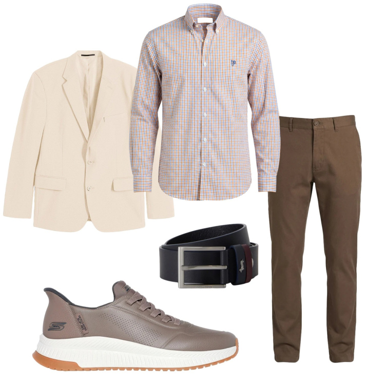 Outfit uomo - Total look #2445272. Stile Business/Elegante per Tutti i giorni. Abbinamento con giacche, pantaloni, camicie, cinture, sneakers.