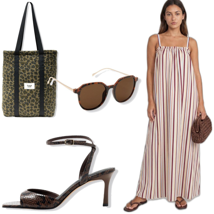 Outfit femme - Basique #3172. Style Basique pour Soirée dehors. Assortir avec robes, lunettes de soleil, sandales à talon, sac cabas.