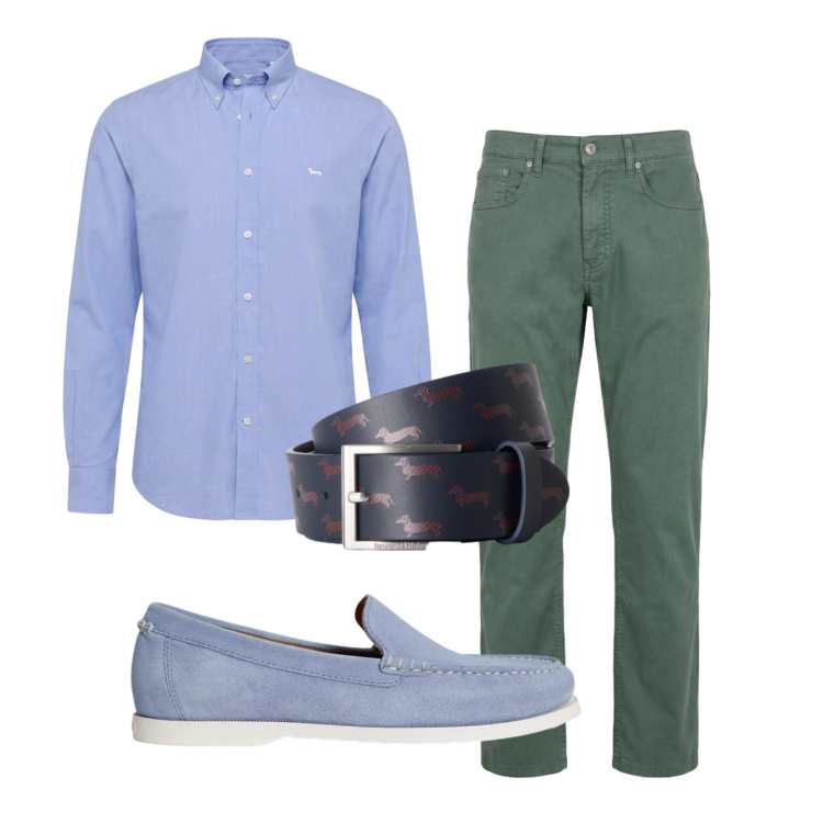 Outfit uomo - Total look #2445379. Stile Business/Elegante per Ufficio. Abbinamento con pantaloni, camicie, cinture, scarpe stringate.