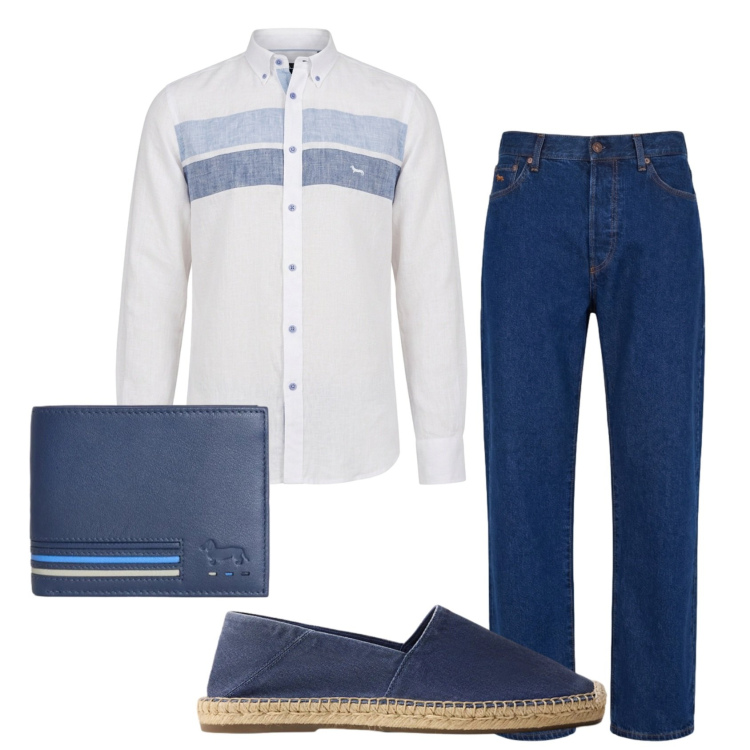Outfit uomo - Total look #2445380. Stile Business/Elegante per Serata speciale. Abbinamento con camicie, portafogli, jeans, espadrillas.