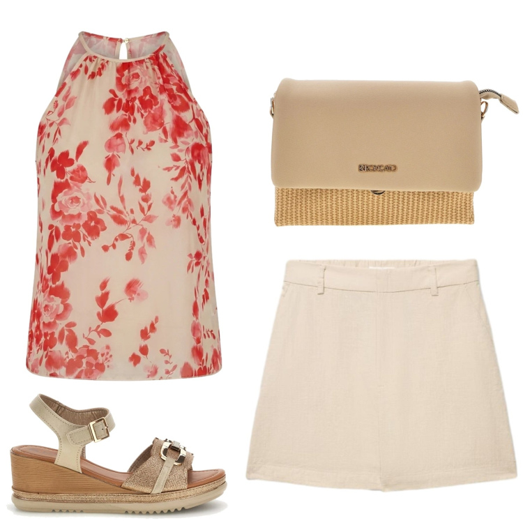 Outfit donna - Semplice femminilità. Stile Basic per Tutti i giorni. Abbinamento con shorts, canottiere, sandali, borse a spalla.