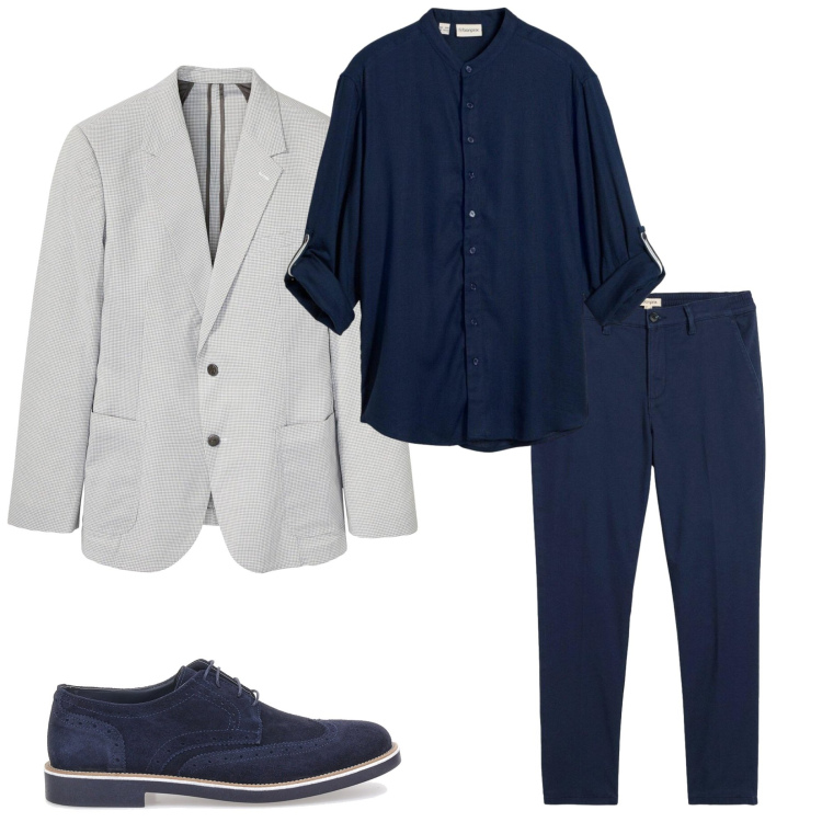Outfit uomo - Cerimonia estiva. Stile Business/Elegante per Cerimonia. Abbinamento con pantaloni chino, camicie, giacche, scarpe stringate.