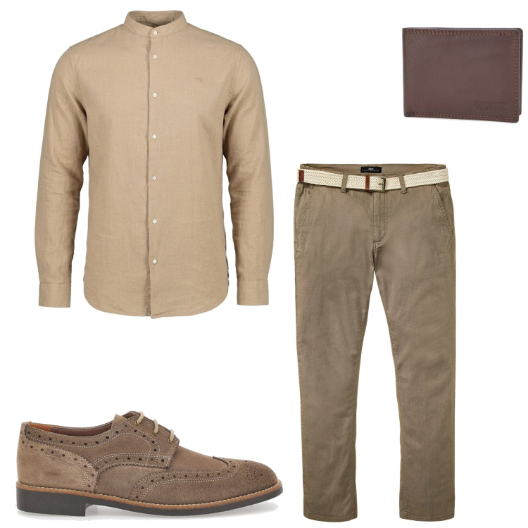 Outfit uomo - In ufficio. Stile Business/Elegante per Ufficio. Abbinamento con pantaloni chino, scarpe stringate, portafogli, camicie.