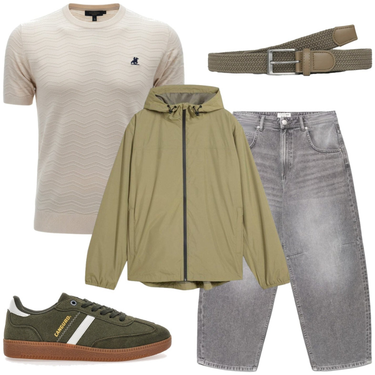 Outfit uomo - Total look #2445573. Stile Casual per Tutti i giorni. Abbinamento con giacche, cinture, jeans, sneakers, maglieria.
