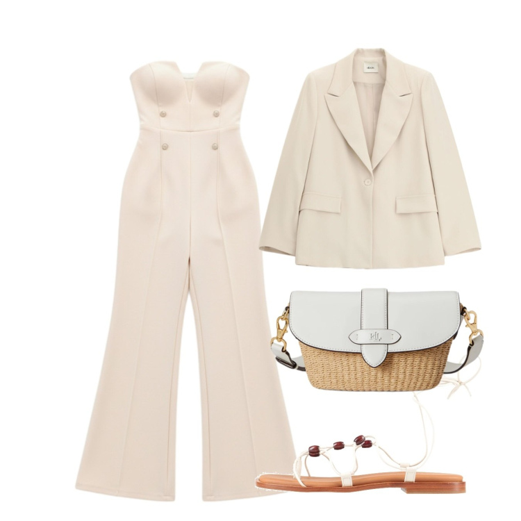 Outfit donna - Ivory. Stile Chic per Tutti i giorni. Abbinamento con ciabatte, blazer, tute, borse a spalla.