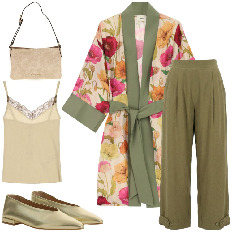 Outfit donna - Total look #2445696. Stile Etnico per Cerimonia. Abbinamento con ballerine, cappotti, top, pantaloni, borse a tracolla.