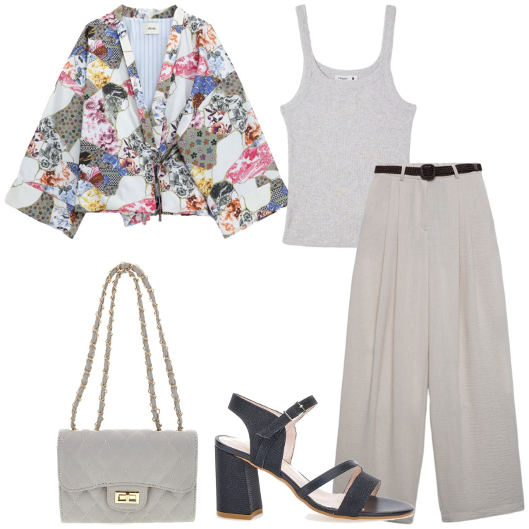 Outfit donna - Total look #2445717. Stile Chic per Ufficio. Abbinamento con pantaloni, canottiere, cappotti, sandali col tacco, borse a tracolla.