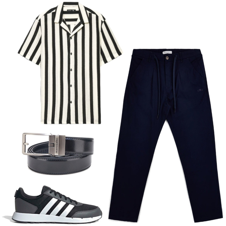 Outfit uomo - Total look #2445744. Stile Trendy per Serata speciale. Abbinamento con camicie a manica corta, cinture, sneakers, pantaloni.