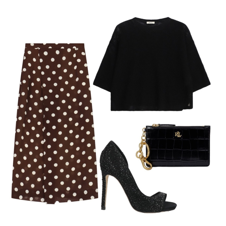 Outfit donna - Ufficio agosto. Stile Bon Ton per Ufficio. Abbinamento con décolleté, gonne lunghe, maglieria, portafogli.