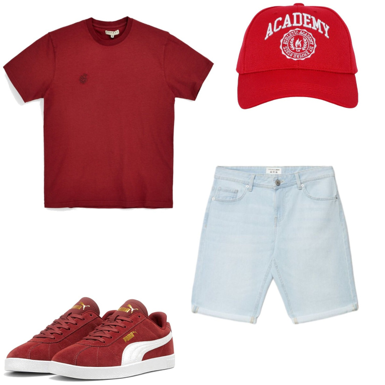 Outfit uomo - Total look #2445917. Stile Casual per Tutti i giorni. Abbinamento con cappelli, shorts, sneakers, t-shirt.