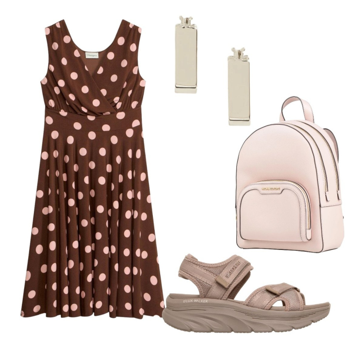 Outfit donna - Vintage style a modo mio. Stile Vintage retrò per Scuola/Università. Abbinamento con zaini, vestiti, orecchini, sandali.