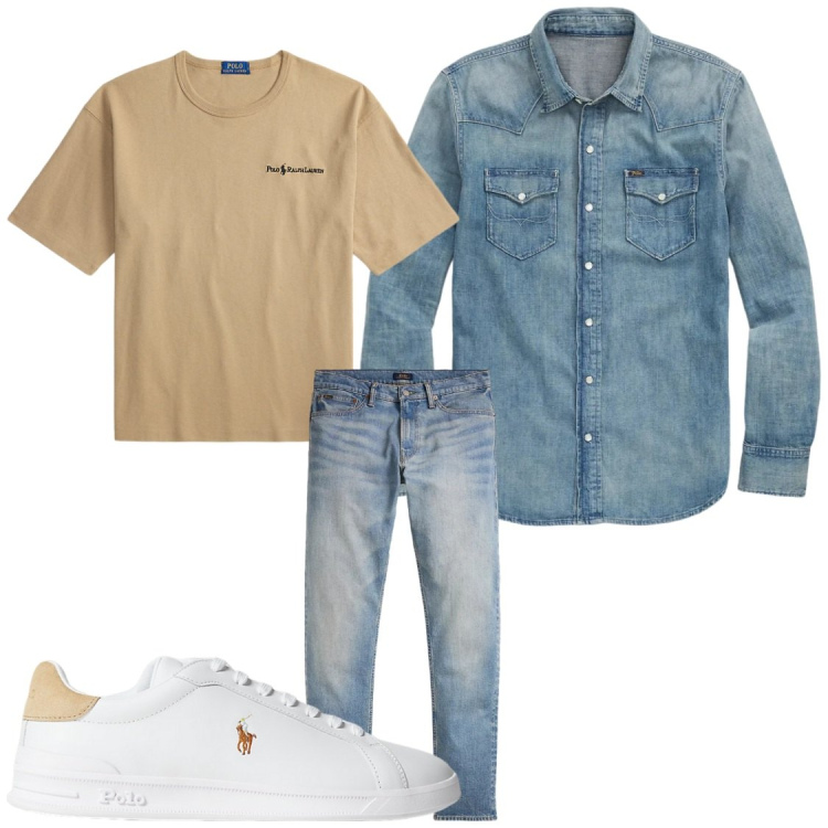 Outfit uomo - Metto in valigia. Stile Trendy per Serata speciale. Abbinamento con sneakers, t-shirt, jeans, camicie.