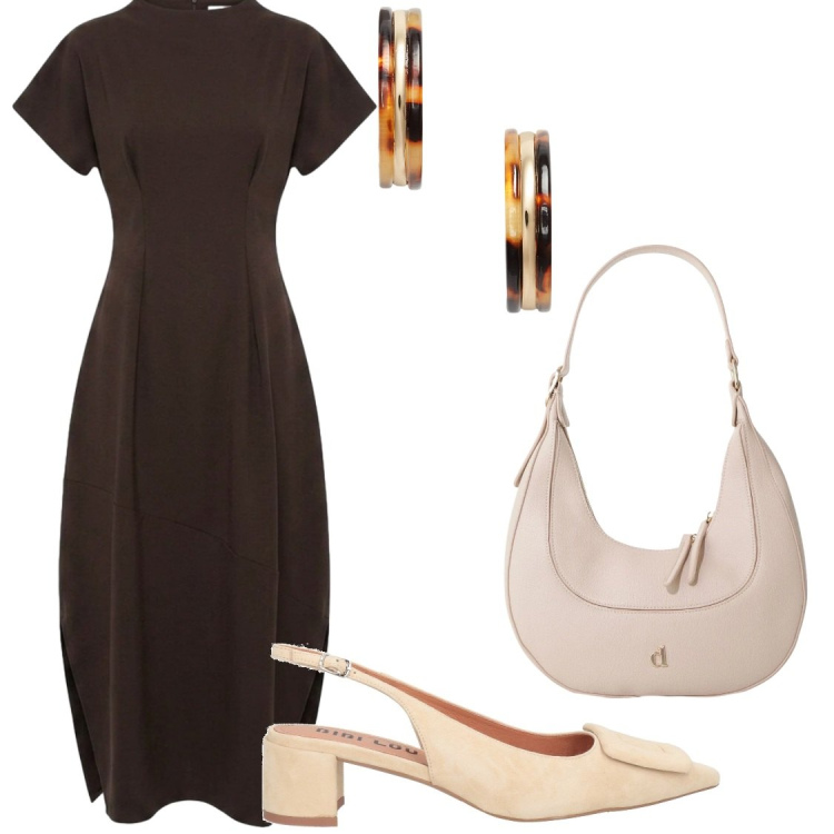 Outfit donna - Abito balloon. Stile Chic per Serata fuori. Abbinamento con décolleté, borse a tracolla, vestiti lunghi, orecchini.