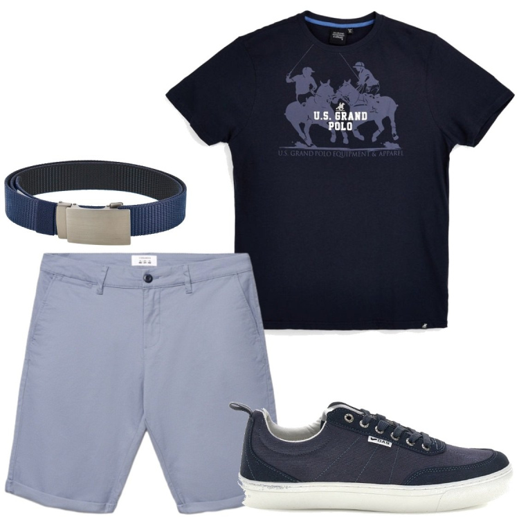 Outfit uomo - Serate tra amici. Stile Trendy per Serata speciale. Abbinamento con shorts, cinture, t-shirt, sneakers.