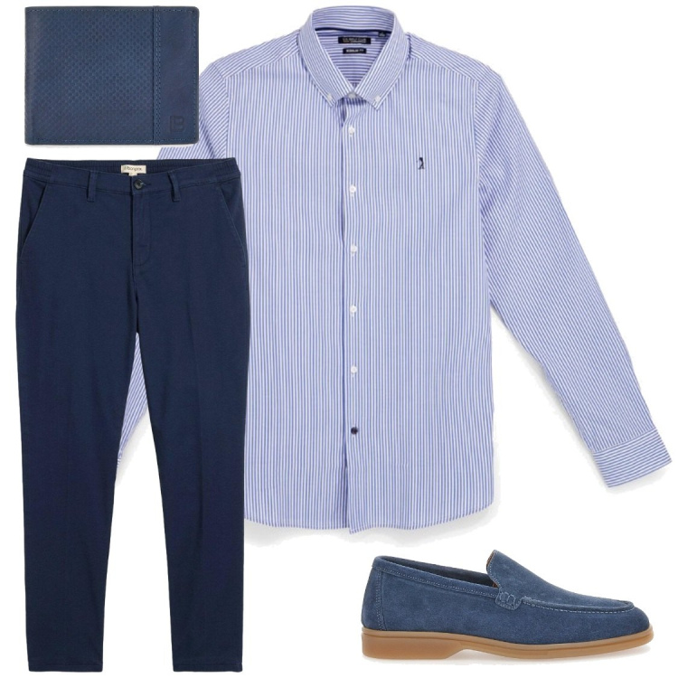 Outfit uomo - Serate. Stile Business/Elegante per Serata speciale. Abbinamento con pantaloni chino, portafogli, scarpe stringate, camicie.