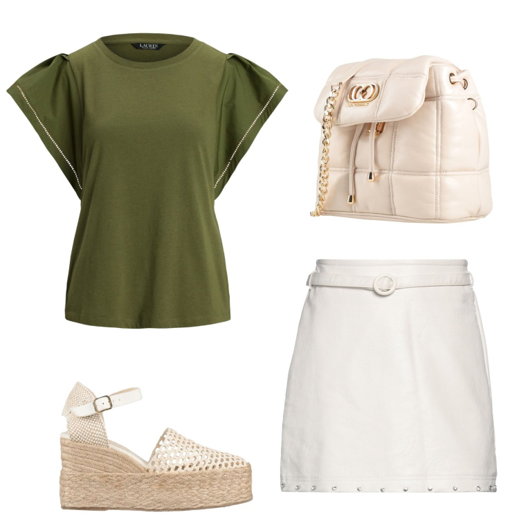 Outfit donna - Poker. Stile Casual per Scuola/Università. Abbinamento con minigonne, top, espadrillas, valigie.