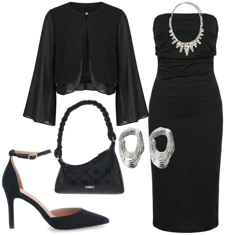 Outfit donna - Chic. Stile Chic per Cerimonia. Abbinamento con orecchini, vestiti midi/longuette, blazer, collane, décolleté, borse a spalla.
