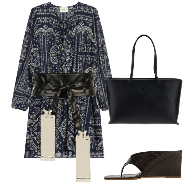 Outfit donna - Total look #2446202. Stile Etnico per Serata fuori. Abbinamento con sandali, vestiti corti, cinture, orecchini, borse a spalla.