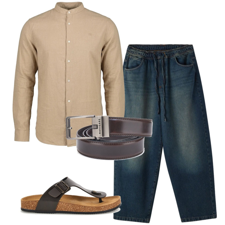 Outfit uomo - Total look #2446212. Stile Trendy per Tutti i giorni. Abbinamento con jeans, cinture, sandali, camicie.
