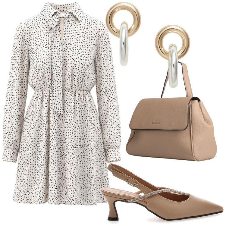Outfit donna - Total look #2446355. Stile Chic per Ufficio. Abbinamento con zaini, vestiti corti, orecchini, décolleté.