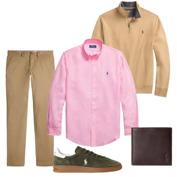 Outfit uomo - Total look #2446363. Stile Urban per Tutti i giorni. Abbinamento con portafogli, sneakers, pantaloni chino, pullovers, camicie.