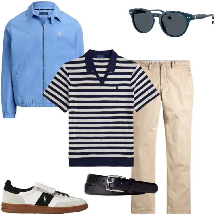 Outfit uomo - Total look #2446379. Stile Casual per Tutti i giorni. Abbinamento con cinture, pantaloni, occhiali da sole, sneakers, giacche, polo.