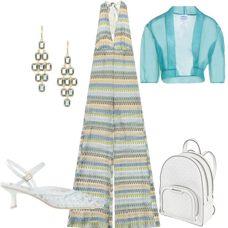 Outfit donna - Total look #2446517. Stile Casual Abbinamento con blazer, zaini, décolleté, tute, orecchini.