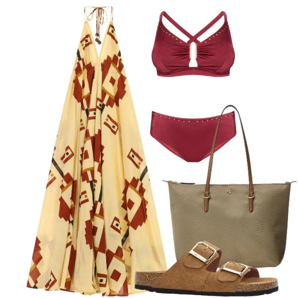 Outfit donna - Agosto di colore - @star67. Stile Vintage retrò per Mare. Abbinamento con ciabatte, vestiti lunghi, bikini, borse tote.