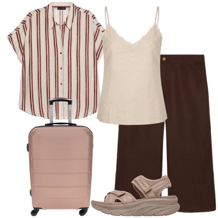 Outfit donna - Total look #2446657. Stile Basic per Tutti i giorni. Abbinamento con top, camicie a manica corta, pantaloni, sandali, valigie.