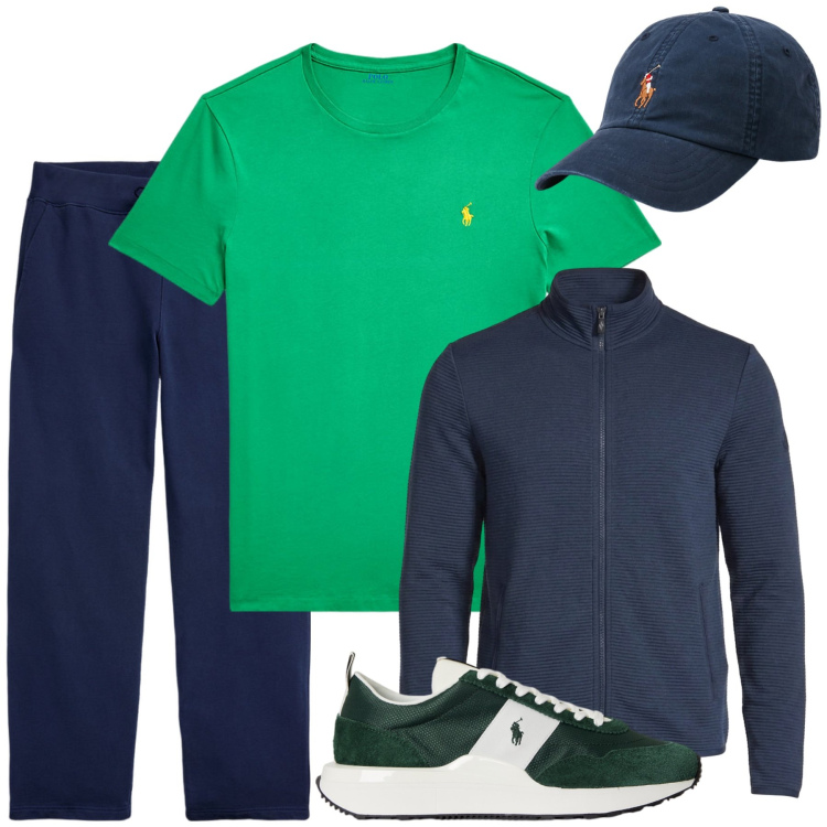 Outfit uomo - Total look #2446773. Stile Casual per Tutti i giorni. Abbinamento con cappelli, t-shirt, pantaloni, sneakers, giacche.