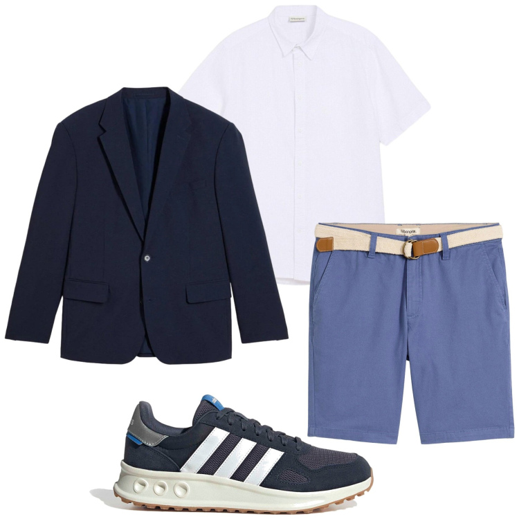 Outfit uomo - Total look #2446778. Stile Casual per Serata speciale. Abbinamento con bermuda, giacche, camicie a manica corta, sneakers.