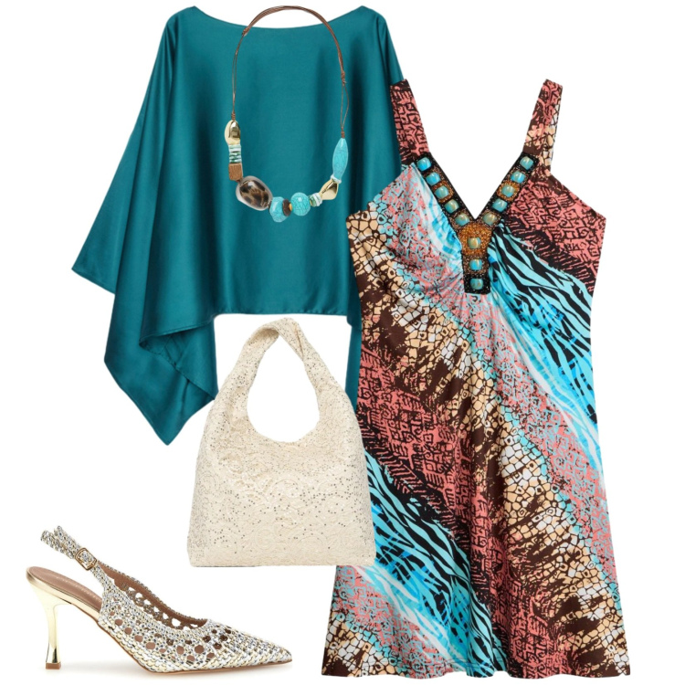 Outfit donna - Total look #2446788. Stile Chic per Serata fuori. Abbinamento con vestiti, borse a spalla, cappe, collane, décolleté.