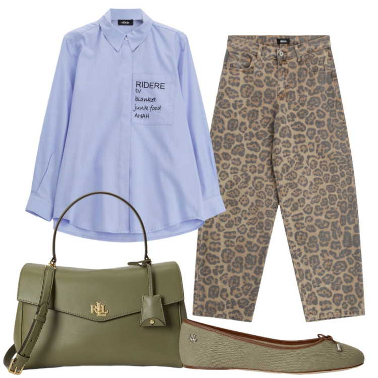 Outfit donna - Total look #2446832. Stile Mannish per Ufficio. Abbinamento con pantaloni a palazzo, camicie, ballerine, borse a mano.