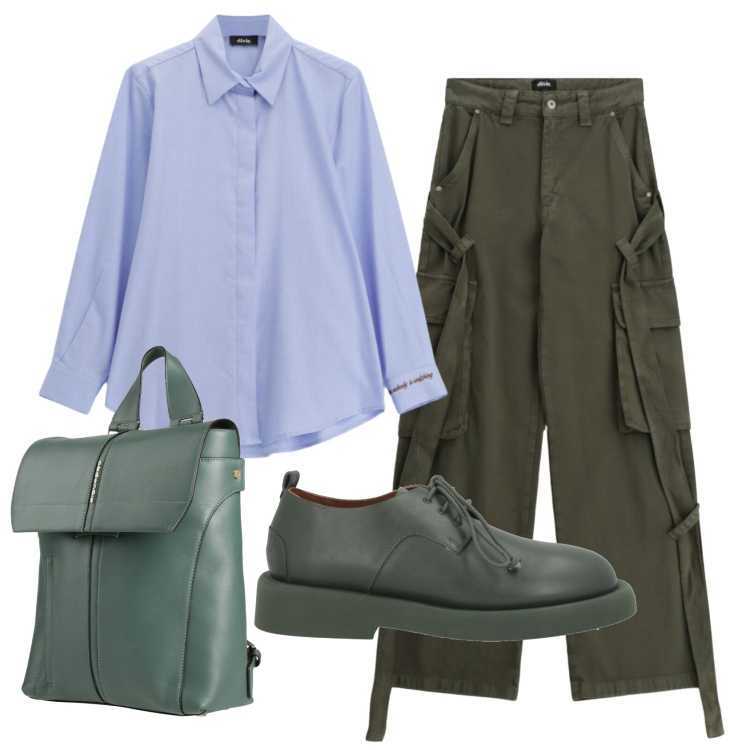 Outfit donna - Total look #2446839. Stile Mannish per Ufficio. Abbinamento con zaini, scarpe stringate, pantaloni cargo, camicie.
