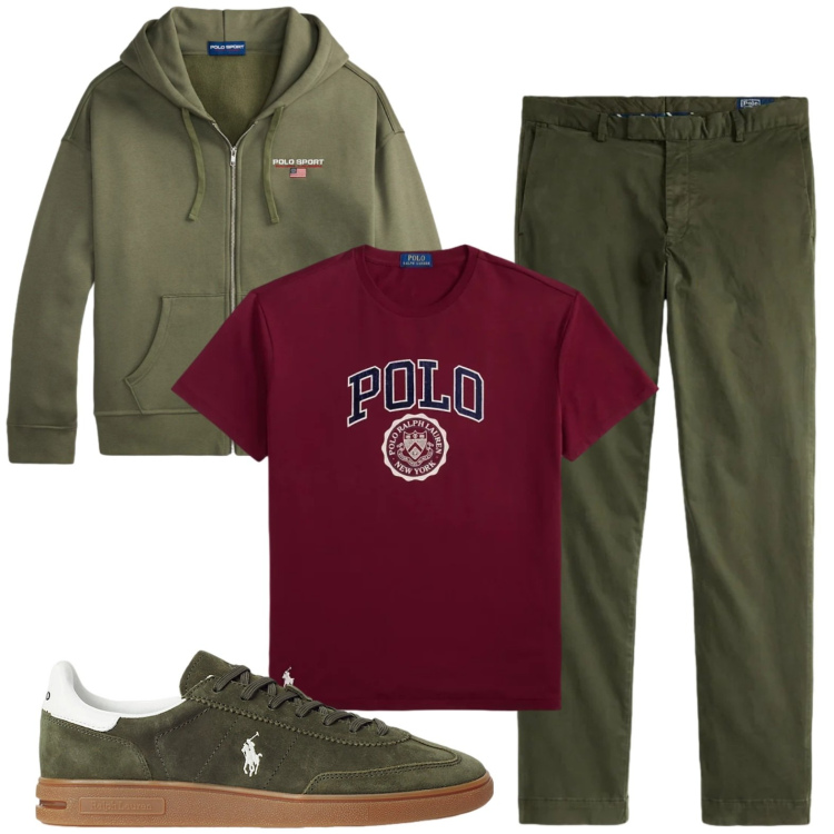 Outfit uomo - Total look #2446863. Stile Casual per Tutti i giorni. Abbinamento con sneakers, t-shirt, felpe con cappuccio, pantaloni.