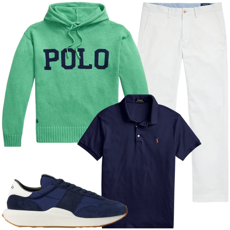 Outfit uomo - Total look #2446865. Stile Casual per Tutti i giorni. Abbinamento con polo, pantaloni, sneakers, maglieria.