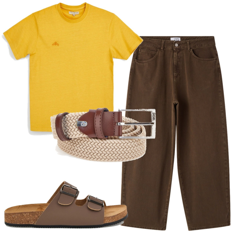 Outfit uomo - Total look #2446876. Stile Casual per Tutti i giorni. Abbinamento con pantaloni, cinture, t-shirt, sandali.