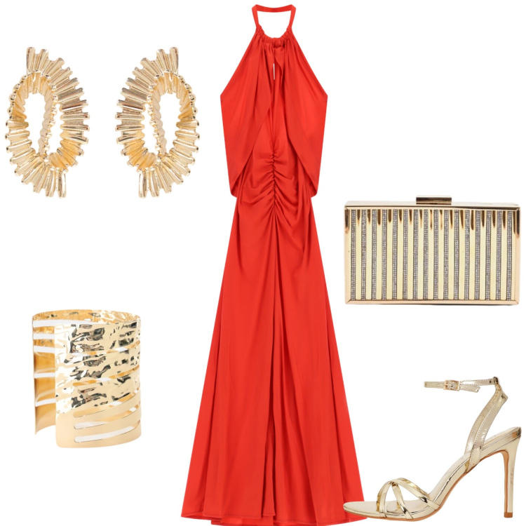 Outfit donna - Total look #2446979. Stile Chic per Serata fuori. Abbinamento con sandali col tacco, orecchini, braccialetti, clutch, vestiti lunghi.