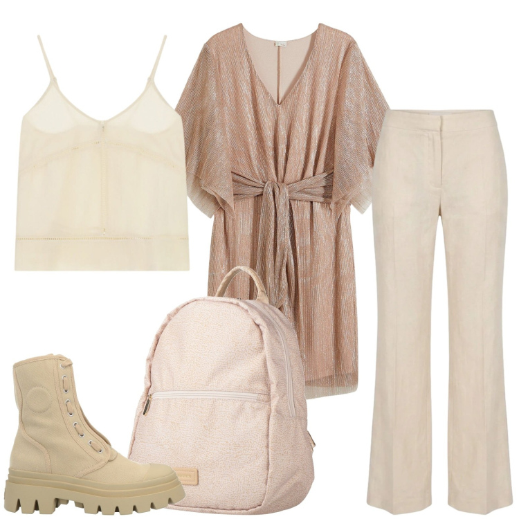 Outfit donna - Casusl friday. Stile Casual per Ufficio. Abbinamento con stivaletti, zaini, vestiti, top, pantaloni.