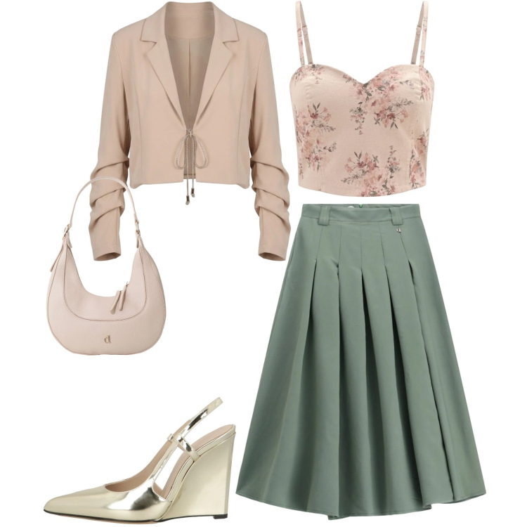 Outfit donna - Total look #2447227. Stile Casual chic per Tutti i giorni. Abbinamento con décolleté, borse a tracolla, gonne longuette, canottiere, top.